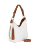 Lia Biassoni Leder-Schultertasche "Garga" in Weiß/ Braun - (B)36 x (H)26 x (T)10 cm