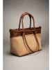 Lia Biassoni Leder-Schultertasche "Pertusillo" in Braun/ Beige - (B)29 x (H)23 x (T)16 cm