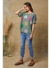 Fleur de Lin Shirt "Aphrodite" kaki/meerkleurig