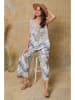 Joséfine Leinen-Jumpsuit "Magda" in Beige/ Dunkelblau