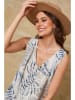 Joséfine Leinen-Jumpsuit "Magda" in Beige/ Dunkelblau
