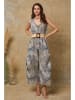 Joséfine Linnen jumpsuit "Magda" taupe/blauw