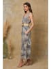 Joséfine Linnen jumpsuit "Magda" taupe/blauw