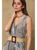 Joséfine Leinen-Jumpsuit "Magda" in Taupe/ Blau