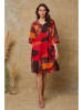Fleur de Lin Leinen-Kleid "Quincy" in Rot/ Braun/ Orange