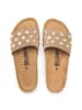 billowy Leder-Pantoletten in Beige