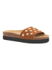 billowy Leren slippers lichtbruin