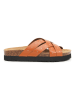 billowy Leren slippers lichtbruin