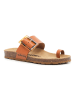 billowy Leren teenslippers lichtbruin