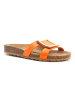 billowy Leder-Pantoletten in Orange