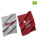 Boltze 2-delige set: theedoeken "Grillzeit" lichtgrijs/rood - (L)70 x (B)50 cm