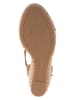 Tommy Hilfiger Skórzane sandały w kolorze jasnobrązowym na koturnie