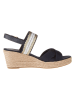 Tommy Hilfiger Shoes Leder-Keilsandaletten in Dunkelblau
