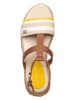 Tommy Hilfiger Skórzane sandały w kolorze jasnobrązowym na koturnie