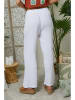 Le Monde du Lin Lniane spodnie w kolorze białym