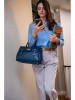 Victor & Hugo Paris Leder-Henkeltasche "Ondine" in Blau - (B)35 x (H)22 x (T)14 cm