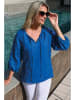 Bleu d'Azur Lniana bluzka "Shanti" w kolorze niebieskim