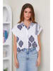 Rodier Lin Linnen blouse wit/donkerblauw