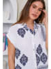 Rodier Lin Linnen blouse wit/donkerblauw