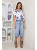 Rodier Lin Linnen blouse wit/donkerblauw