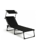 Lifa Living Gartenliege mit Kopfstütze in Schwarz - (L)189 x (B)59 cm