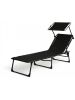 Lifa Living Gartenliege mit Kopfstütze in Schwarz - (L)189 x (B)59 cm