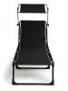 Lifa Living Gartenliege mit Kopfstütze in Schwarz - (L)189 x (B)59 cm