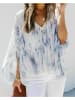 LA Angels Bluse in Creme/ Blau