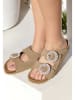 BABUNKERS Family Leren slippers lichtbruin