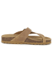 BABUNKERS Family Leren teenslippers lichtbruin