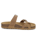BABUNKERS Family Leren teenslippers lichtbruin