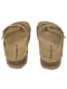 BABUNKERS Family Leren teenslippers lichtbruin