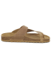 BABUNKERS Family Leren teenslippers lichtbruin