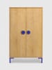 Folkifreckles Kledingkast "Alva" lichtbruin/blauw - (B)75 x (H)164,5 x (D)45 cm