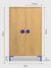 Folkifreckles Kleiderschrank "Alva" in Hellbraun/ Blau - (B)75 x (H)164,5 x (T)45 cm