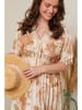 Curvy Lady Kleid in Camel/ Creme