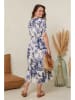Curvy Lady Kleid in Dunkelblau/ Creme