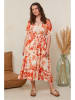 Curvy Lady Kleid in Orange/ Creme
