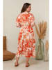 Curvy Lady Kleid in Orange/ Creme