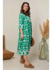 Curvy Lady Jurk groen/wit