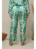 Curvy Lady Spodnie w kolorze zielono-kremowym
