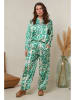 Curvy Lady Broek groen/crème