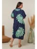 Curvy Lady Jurk donkerblauw/turquoise