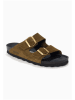 BACKSUN Leder-Pantoletten "Bali" in Khaki