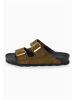 BACKSUN Leder-Pantoletten "Bali" in Khaki