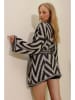Trend Alacati Cardigan in Schwarz/ Beige