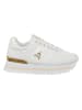 Patrizia Pepe Leren sneakers wit/goud/goudkleurig
