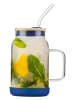 Vialli Design Glas mit Trinkhalm in Dunkelblau - 600 ml