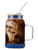 Vialli Design Szklanka w kolorze granatowym ze słomką - 600 ml