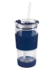 Vialli Design Thermoglas mit Trinkhalm in Dunkelblau - 600 ml